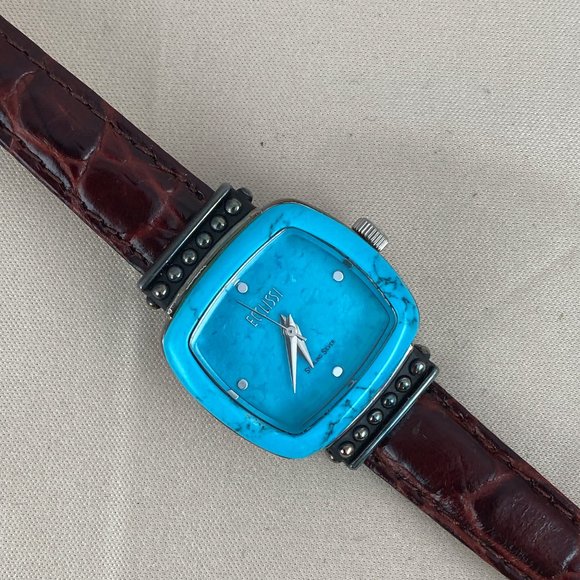 Vintage Beautiful Ecclissi Sterling Silver 925 Electric Blue Turquoise Watch - Picture 4 of 12